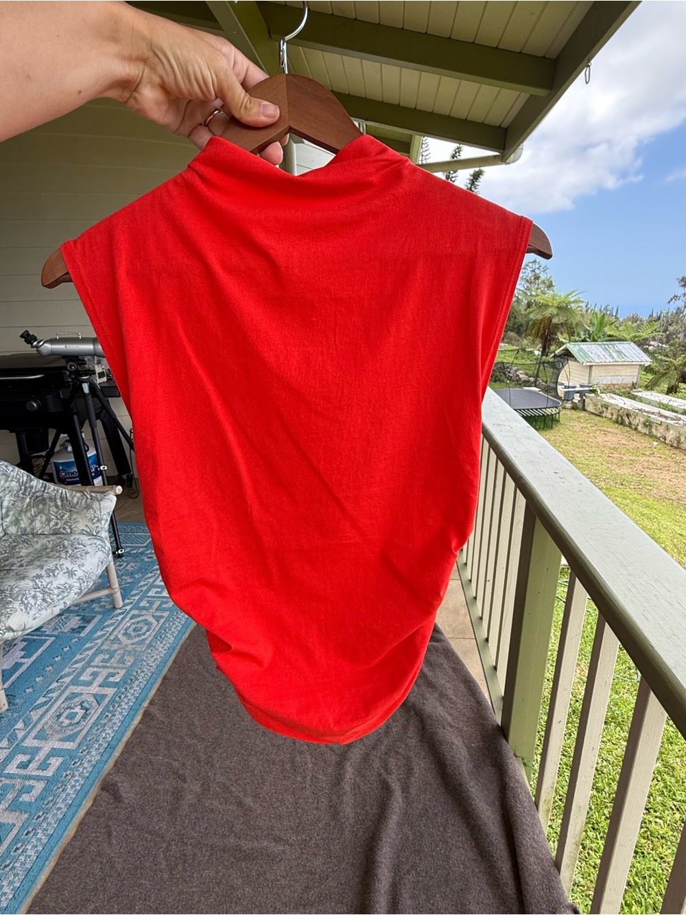 Mauve Red Sleeveless Mock Neck Tank